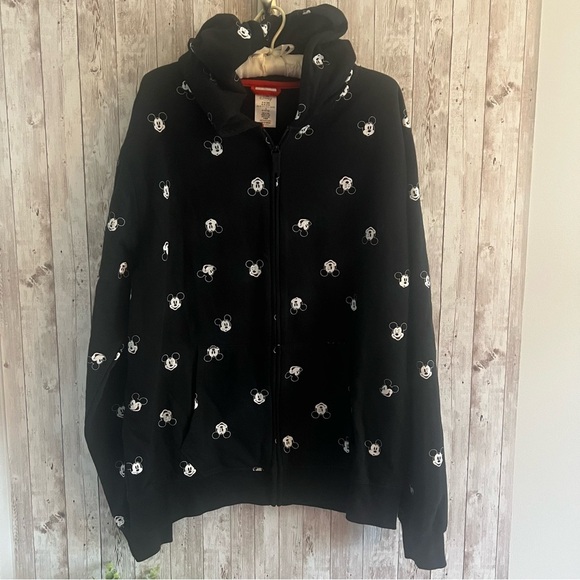 Disney Mickey Print Black Zip-Up Hoodie XXL - Picture 1 of 5